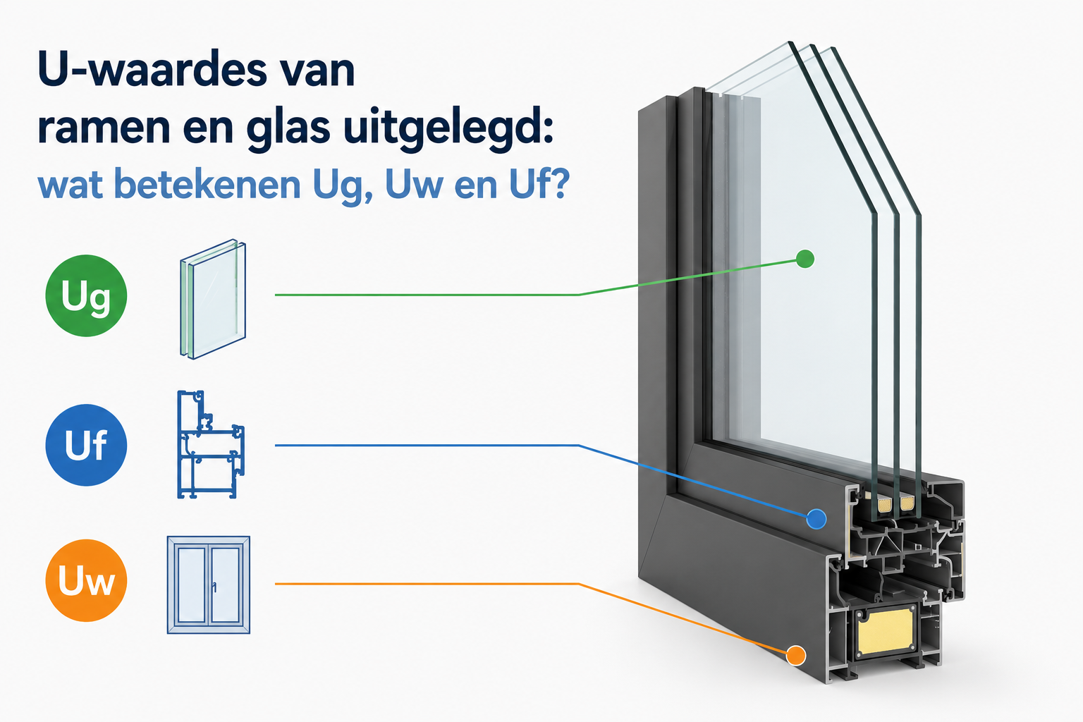 U-waardes van ramen en glas uitgelegd: wat betekenen Ug, Uw en Uf?