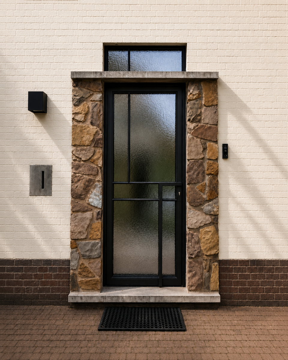 Elegante aluminium voordeur in wijnegem — deuren project